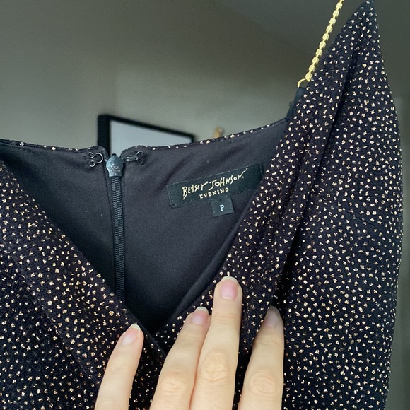 Vintage Betsey Johnson Black & Gold Rhinestone Gown sz P - Picture 5 of 11